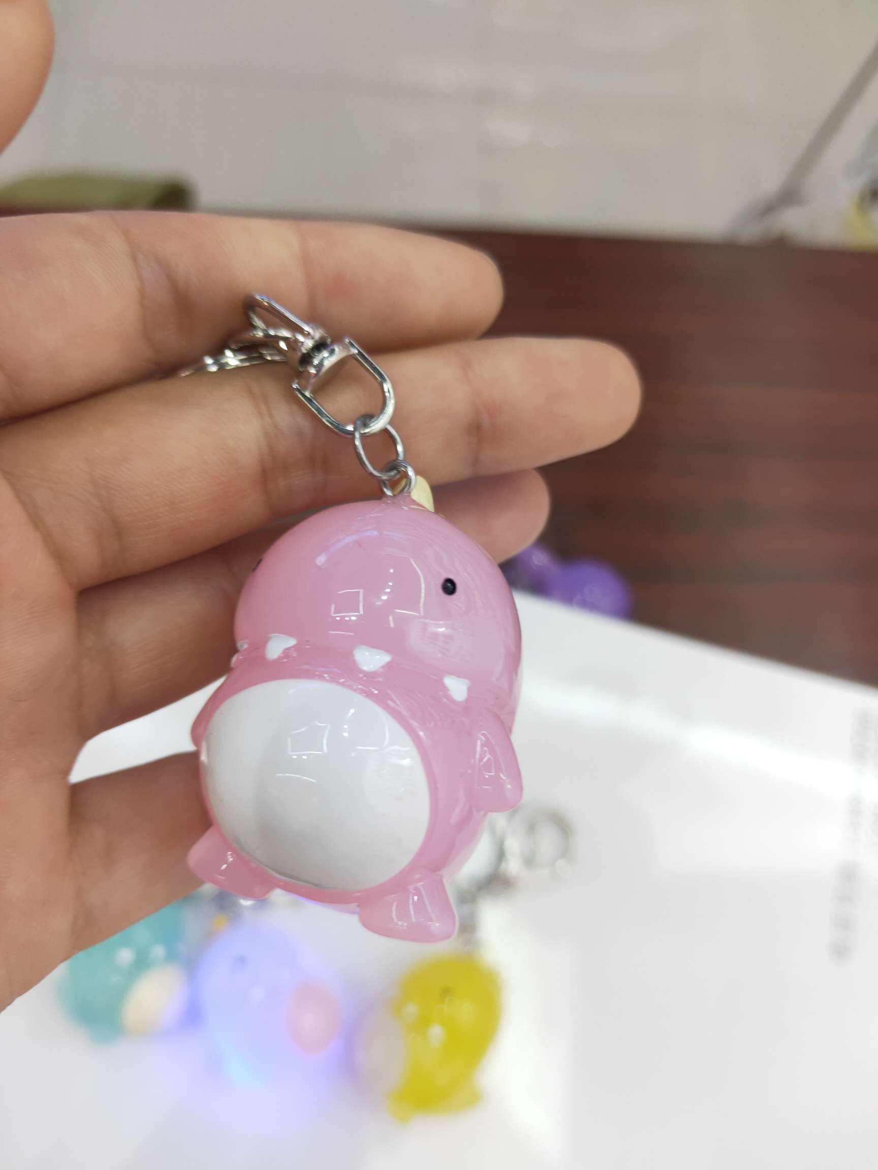 Cute Little Dinosaur Flashing Effect Keychain Pendant Resin Accessories details Picture