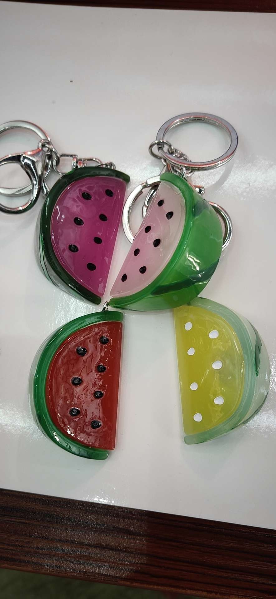 Fruit Watermelon Flashing Light Key Chain Pendant Exquisite Simple Personality Simulation Resin Toy Accessories