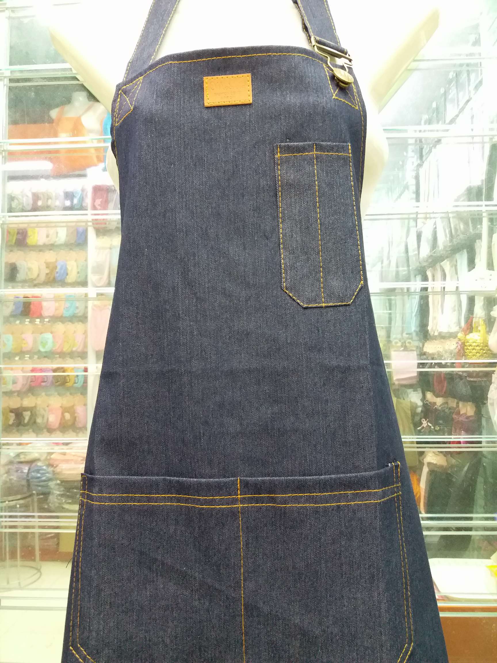 Korean Fashion Adult Pen Bag Painting Denim Apron, Restaurant Bar Work Apron details Picture