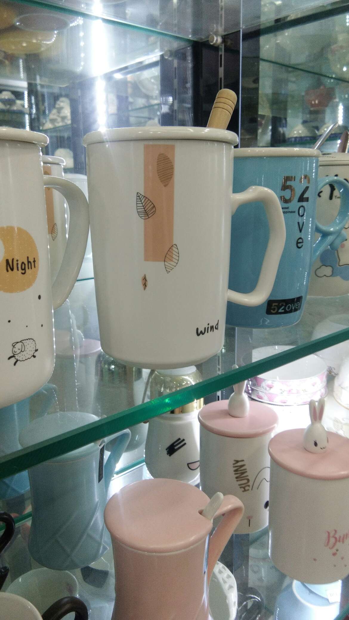 Cartoon Printed Ceramic Cup Is Suitable For Family Capping With Spoon