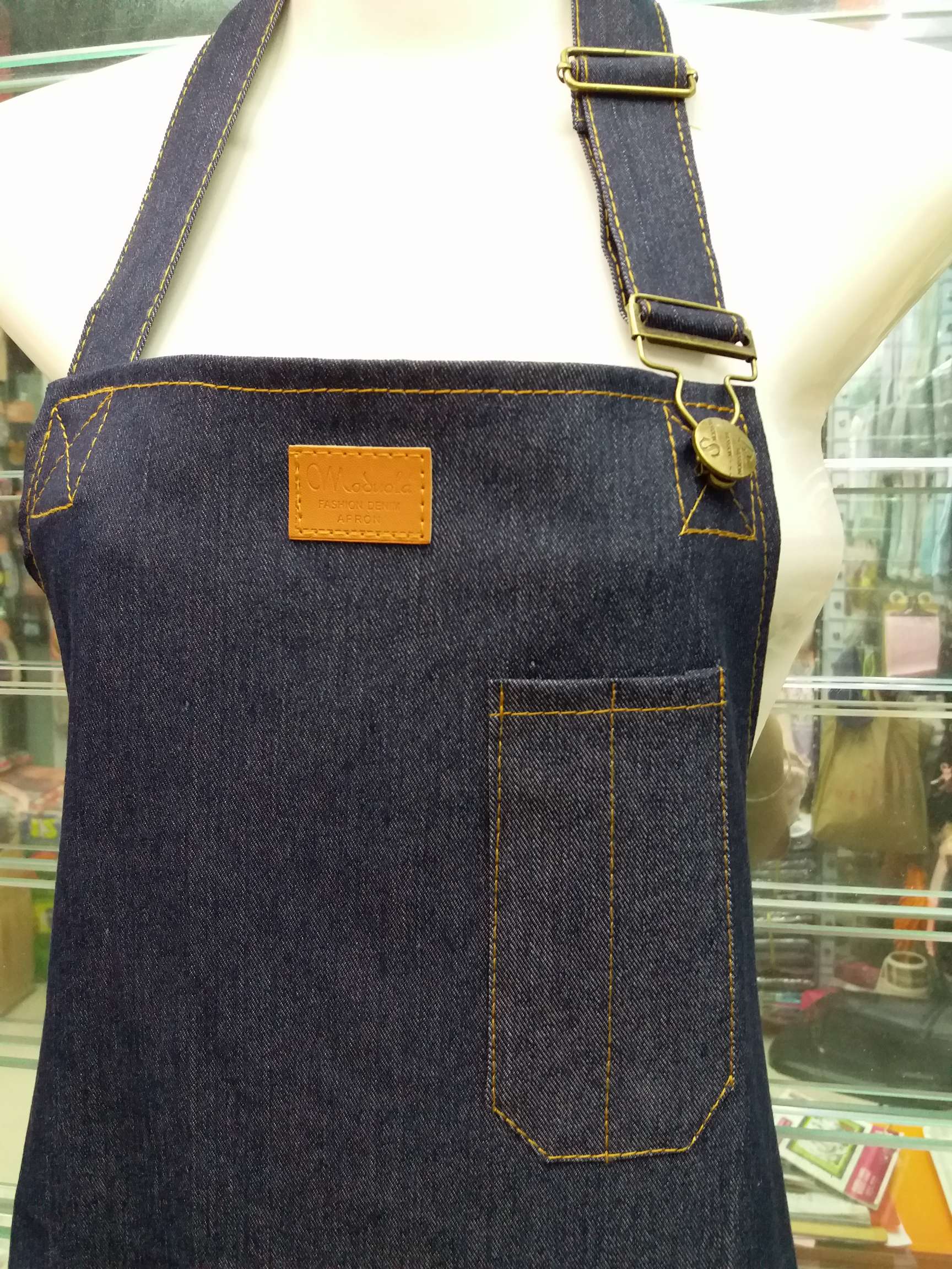 Korean Fashion Adult Pen Bag Painting Denim Apron, Restaurant Bar Work Apron Specification drawing