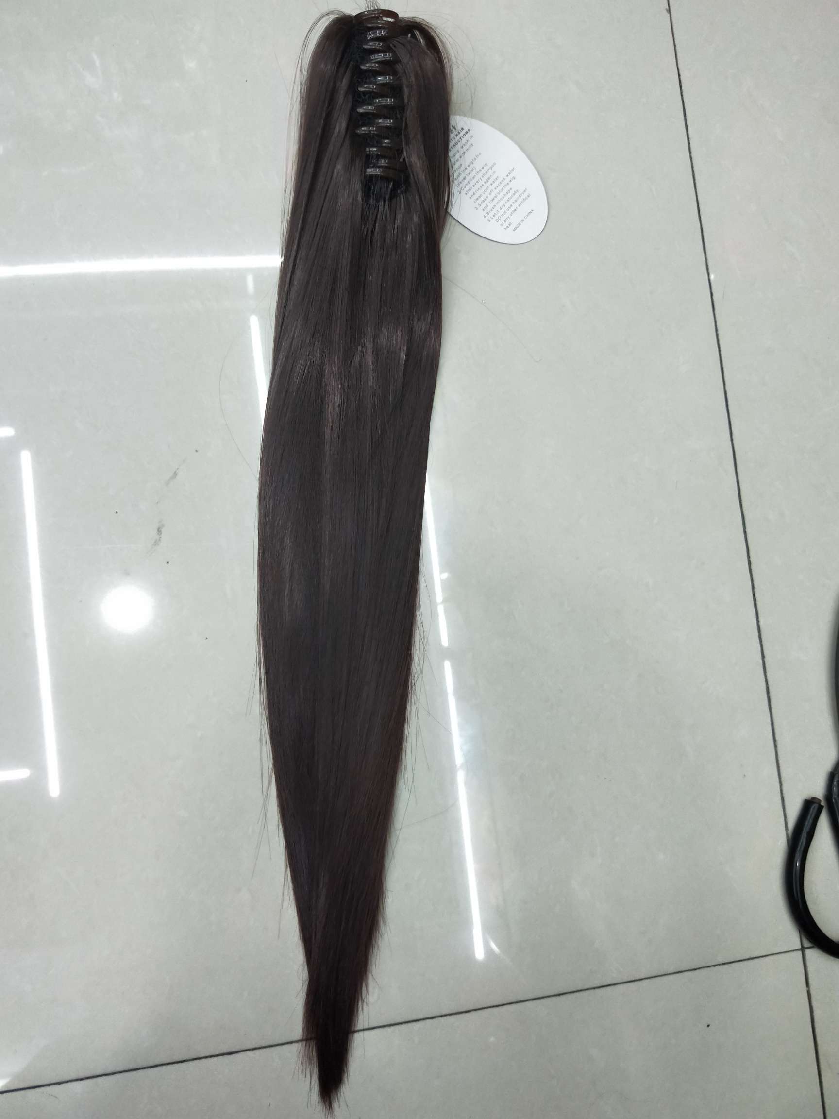 Peluca mujer pelo largo pelo recto grip cola de caballo alto pelo simulado invisible sin marcas natural una pieza extensiones details Picture