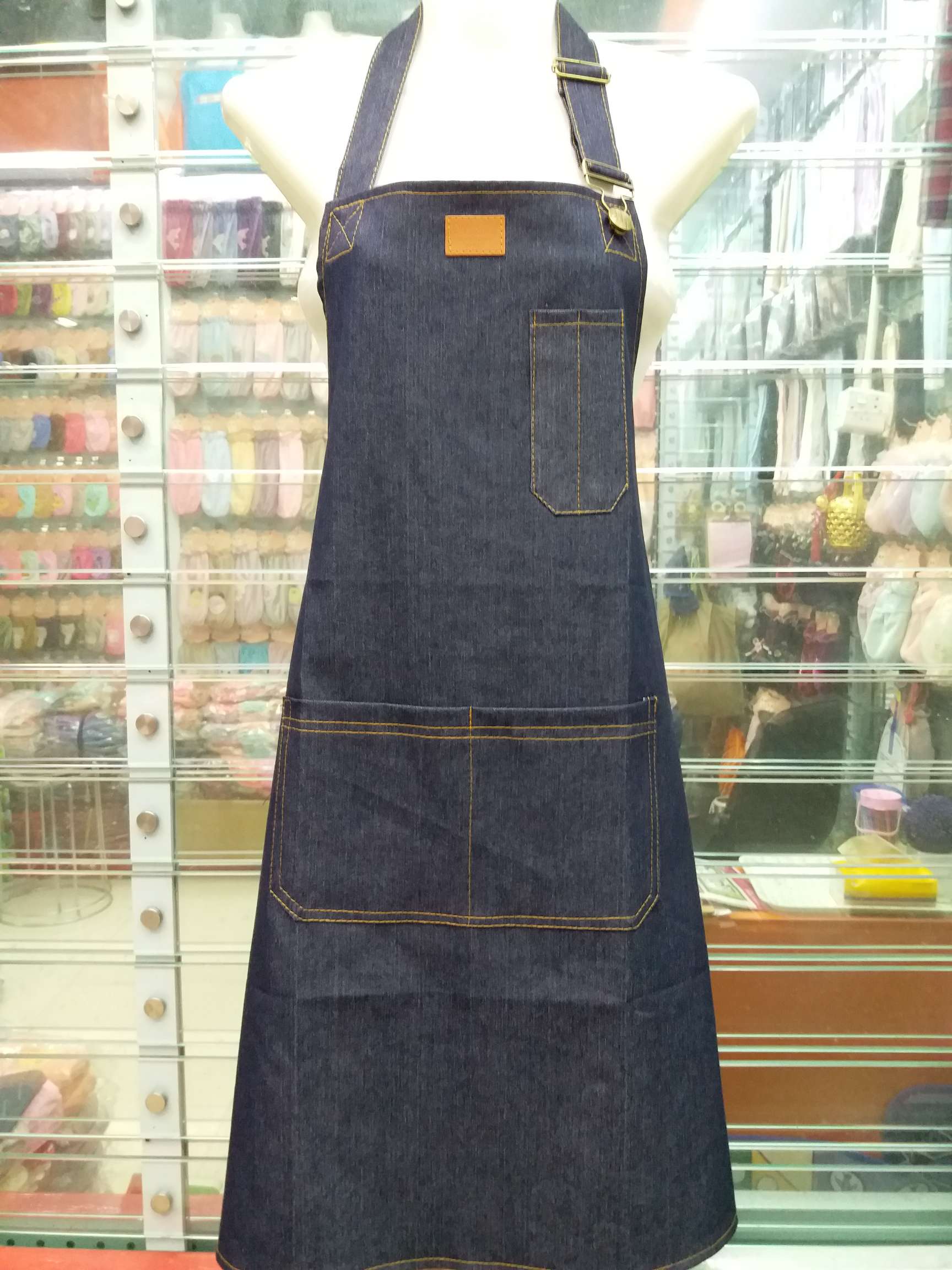 Korean Fashion Adult Pen Bag Painting Denim Apron, Restaurant Bar Work Apron