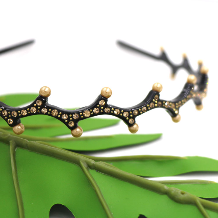 Alexander New Ins Headband Acetate Sheet Headband Black Bangs Hairpin High-Grade Rhinestone Headband Steel Ball Hair Jewelry Custom Item Picture