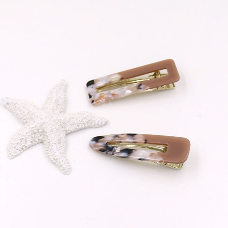 New Hairpin Korean Hairpin Two-Color Splicing Edge With Acetic Acid Mosaic Duck Clip Popular Hair Accessories Duck Clip Geometric Hairpin Bangs Clip undefined
