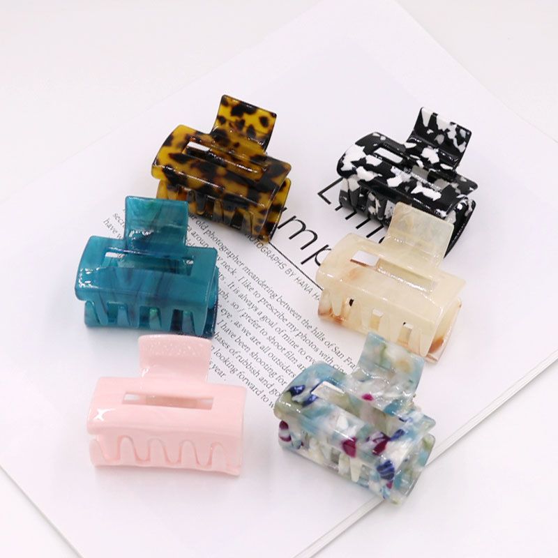 South Korea Dongdaemun Clip Square Hollow Medium Clip Acetic Acid Plate Top Clip Hair Accessories Hair Clip Vertical Clip Clip Clip Female undefined