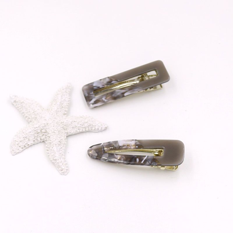 New Hairpin Korean Hairpin Two-Color Splicing Edge With Acetic Acid Mosaic Duck Clip Popular Hair Accessories Duck Clip Geometric Hairpin Bangs Clip undefined