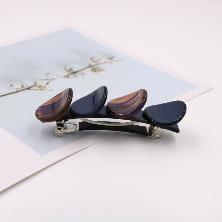 Factory Direct Sales Explosive Korean Hairpin Spring Clip Steel Clip Acetic Acid Hairpin Color Leopard Top Clip Round Piece Hairpin undefined