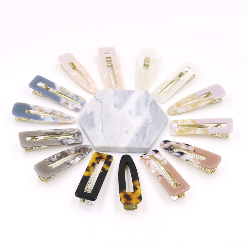 New Hairpin Korean Hairpin Two-Color Splicing Edge With Acetic Acid Mosaic Duck Clip Popular Hair Accessories Duck Clip Geometric Hairpin Bangs Clip details Picture