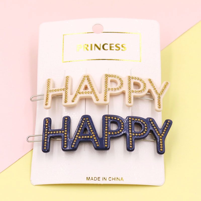Korean Frog Buckle Hair Clip Letter Word Clip English Word Frog Clip Acetate Headwear Happy Hair Accessories