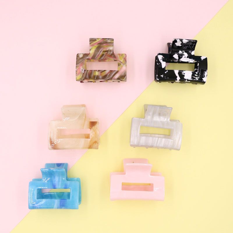 South Korea Dongdaemun Clip Square Hollow Medium Clip Acetic Acid Plate Top Clip Hair Accessories Hair Clip Vertical Clip Clip Clip Female undefined