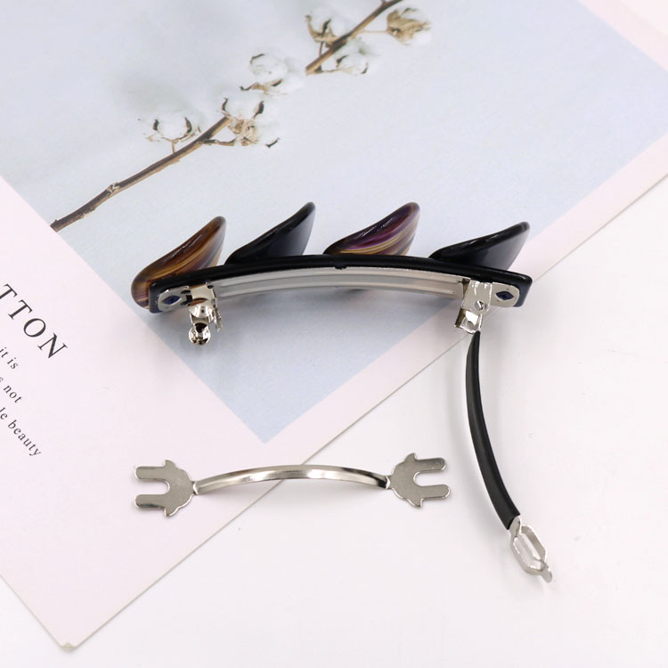 Factory Direct Sales Explosive Korean Hairpin Spring Clip Steel Clip Acetic Acid Hairpin Color Leopard Top Clip Round Piece Hairpin undefined