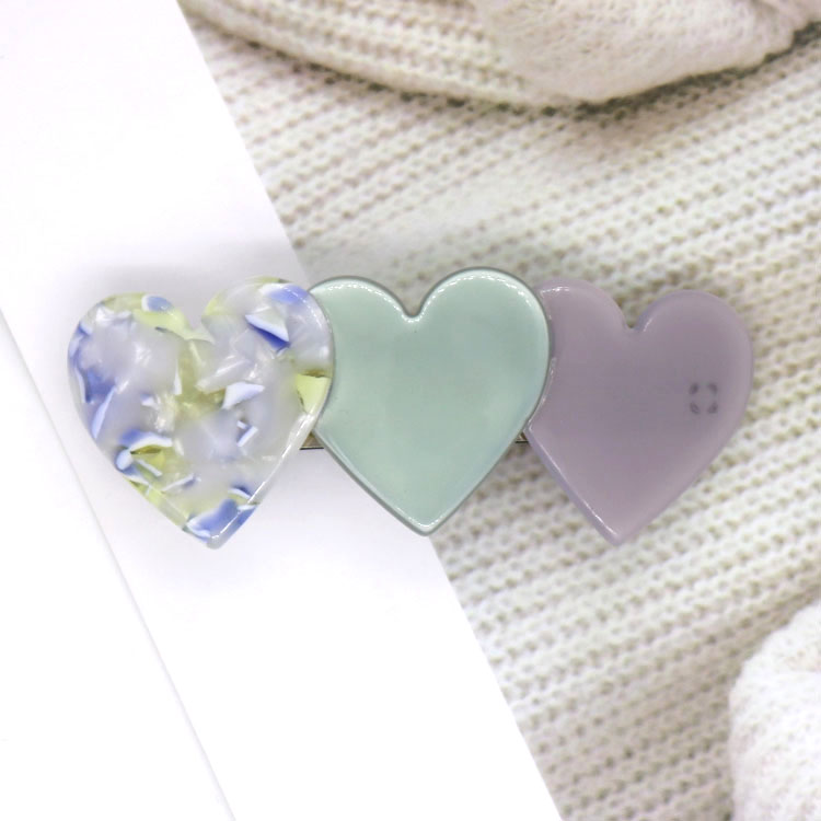 Manufacturer Hairpin South Korea Dongdaemun Spring Clip Love Cross Clip Steel Clip Acetic Acid Top Clip Heart Tie Pony Tail Clip Hairpin Three-Color Match Color Specification drawing