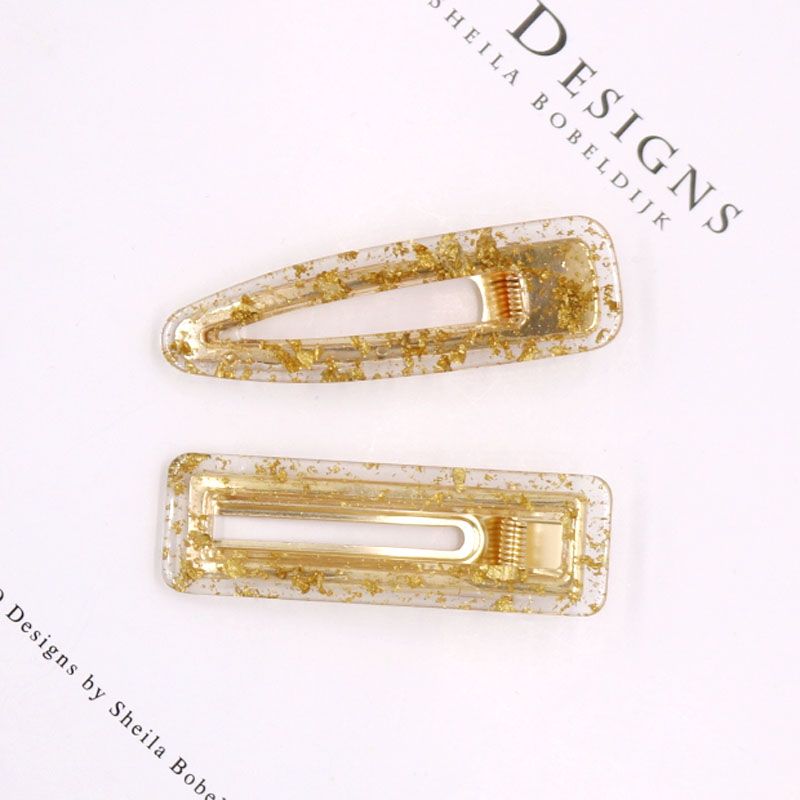 Popular Leopard Print Duck Beak Clip Hollow Acetic Acid Clip Gold Foil Edge Clip Korean Bangs Clip Net Red Hair Adornment Sequin Hair Clip Square Drop Shape Set undefined