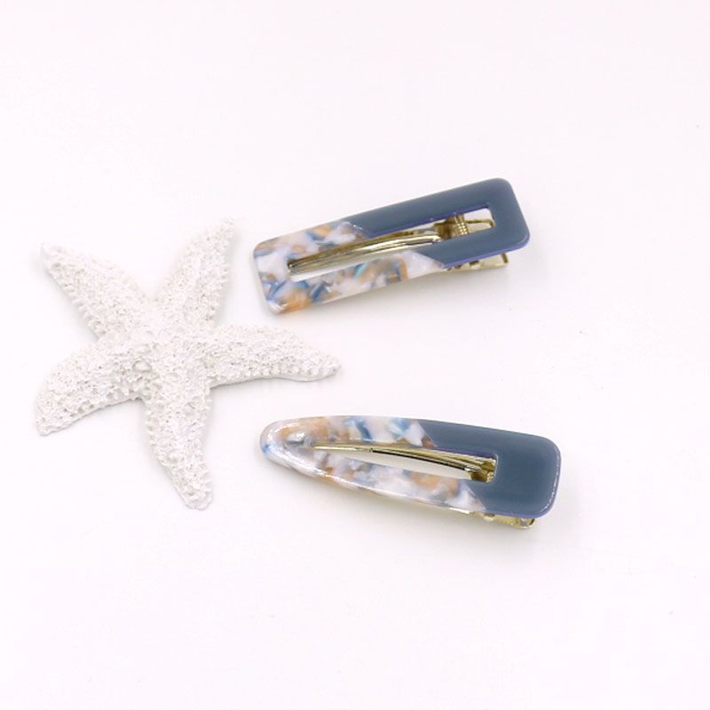 New Hairpin Korean Hairpin Two-Color Splicing Edge With Acetic Acid Mosaic Duck Clip Popular Hair Accessories Duck Clip Geometric Hairpin Bangs Clip undefined