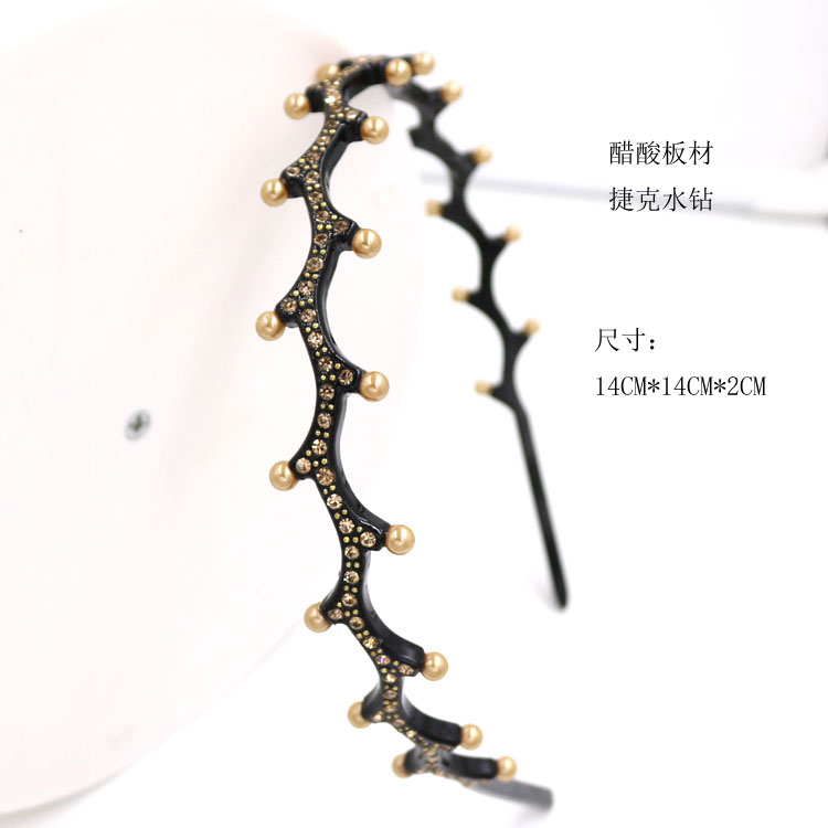 Alexander New Ins Headband Acetate Sheet Headband Black Bangs Hairpin High-Grade Rhinestone Headband Steel Ball Hair Jewelry Custom undefined