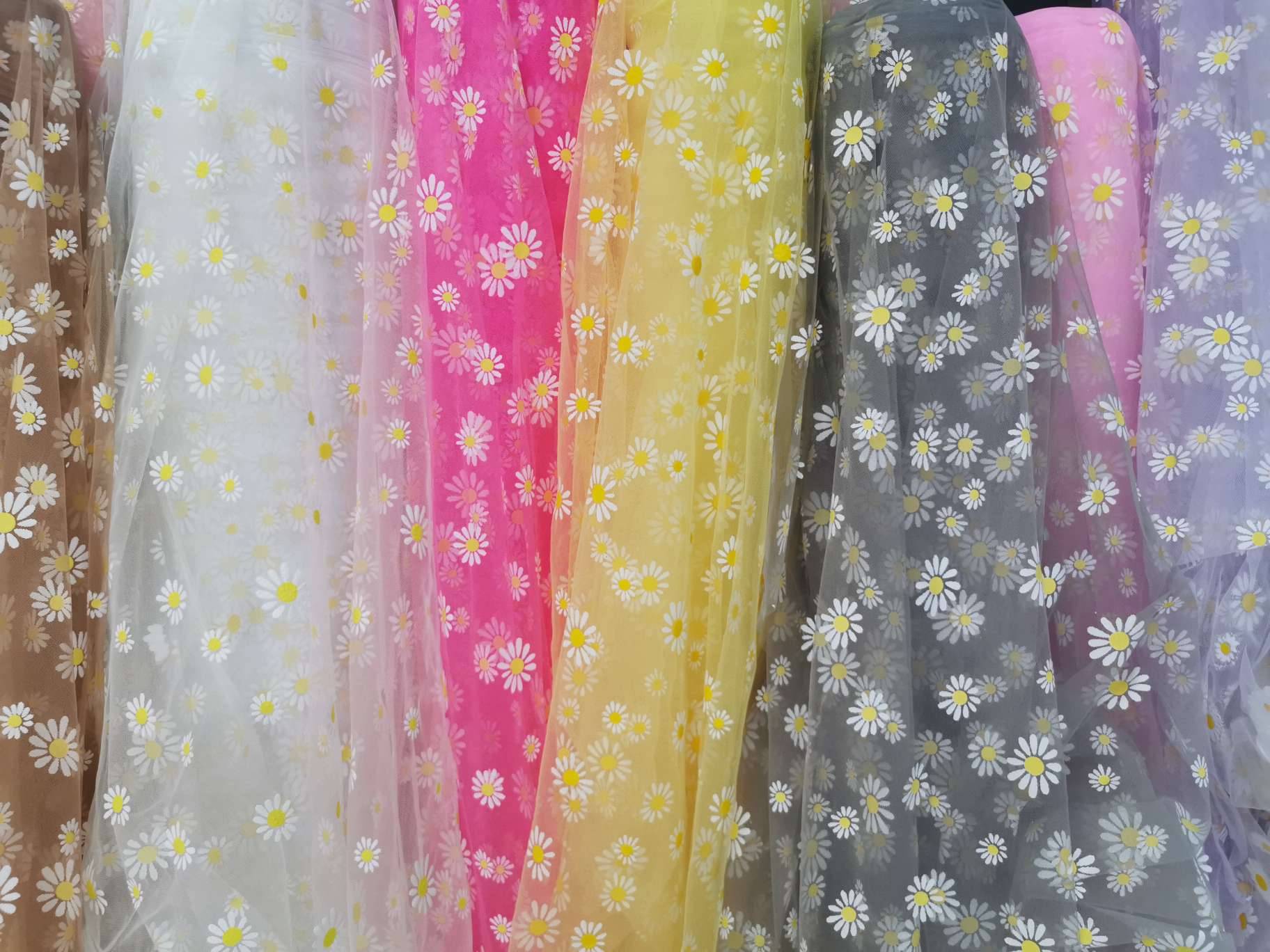 网红爆款小雏菊背景拍照连衣裙防晒上衣面料细节图