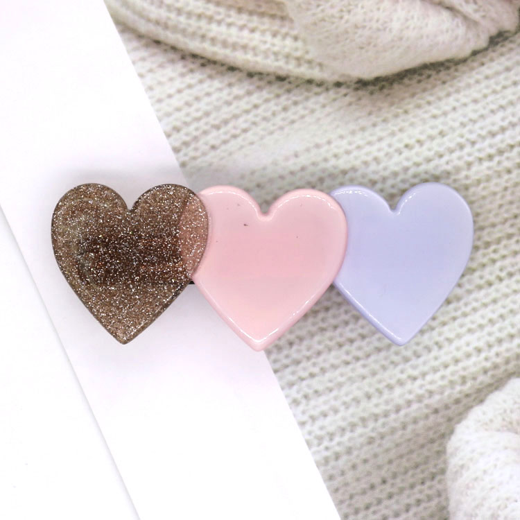 Manufacturer Hairpin South Korea Dongdaemun Spring Clip Love Cross Clip Steel Clip Acetic Acid Top Clip Heart Tie Pony Tail Clip Hairpin Three-Color Match Color details Picture