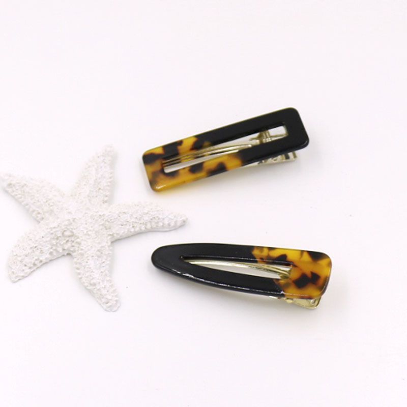 New Hairpin Korean Hairpin Two-Color Splicing Edge With Acetic Acid Mosaic Duck Clip Popular Hair Accessories Duck Clip Geometric Hairpin Bangs Clip undefined