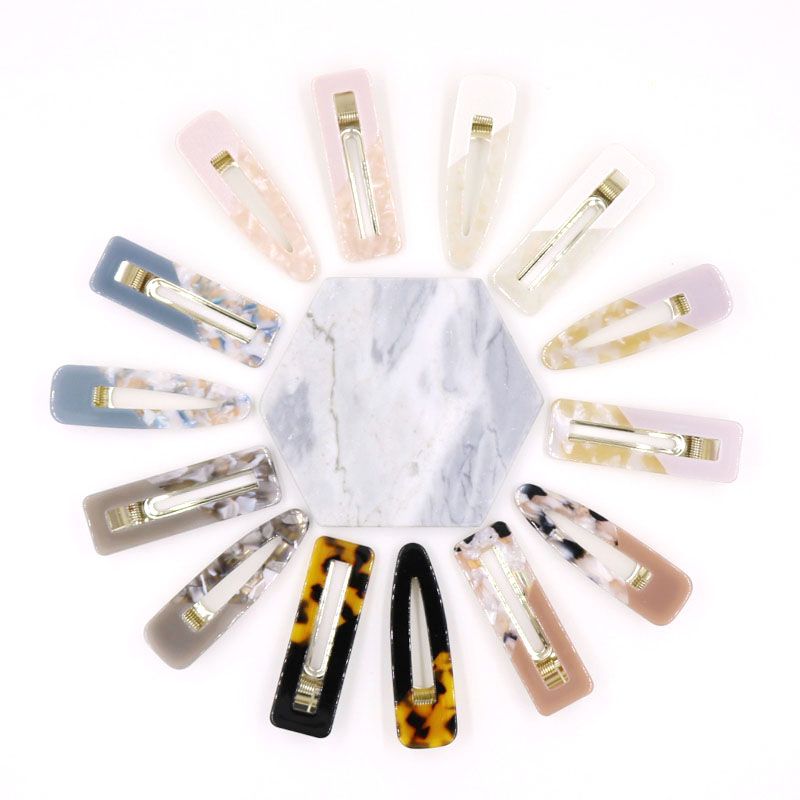 New Hairpin Korean Hairpin Two-Color Splicing Edge With Acetic Acid Mosaic Duck Clip Popular Hair Accessories Duck Clip Geometric Hairpin Bangs Clip