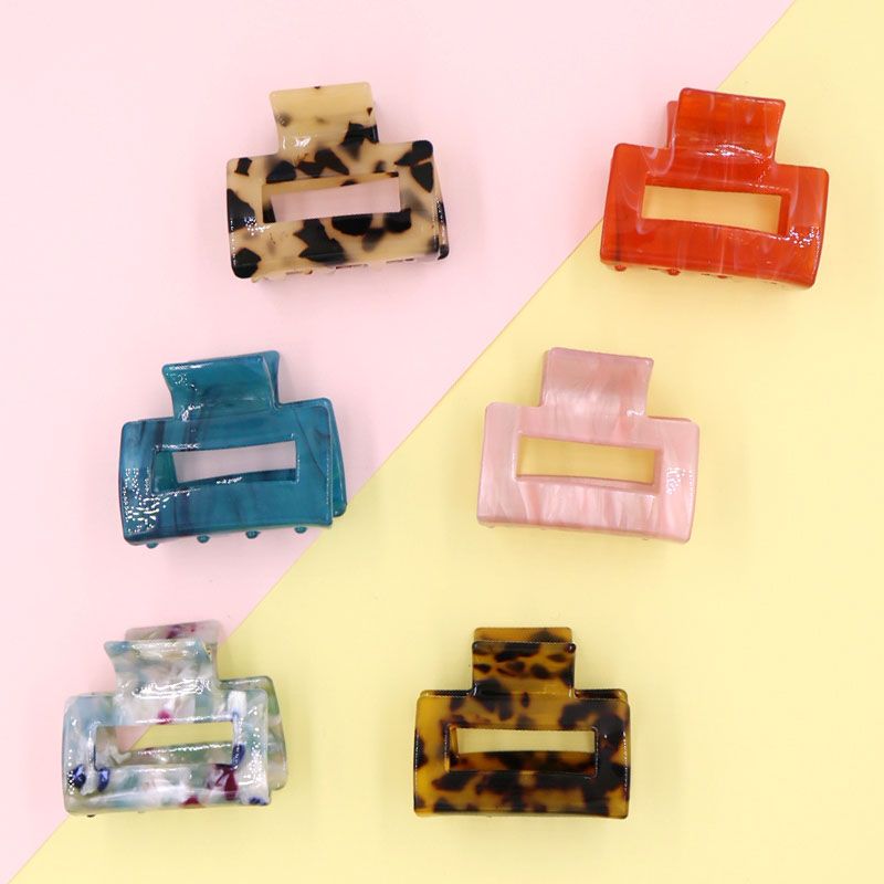 South Korea Dongdaemun Clip Square Hollow Medium Clip Acetic Acid Plate Top Clip Hair Accessories Hair Clip Vertical Clip Clip Clip Female
