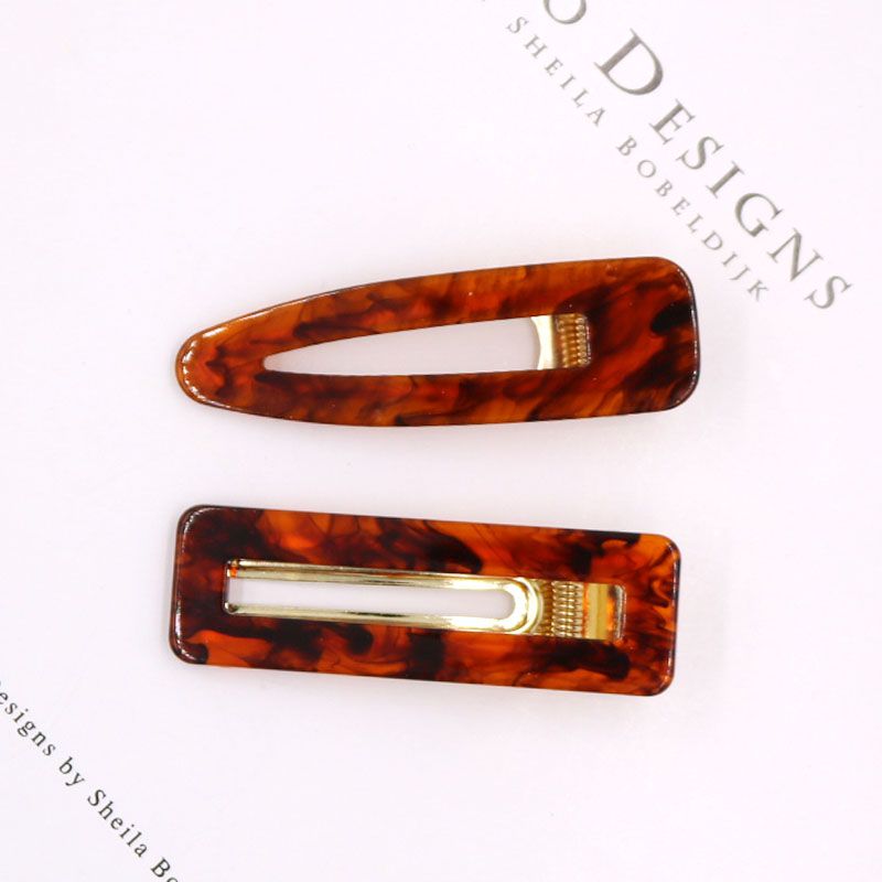 Popular Leopard Print Duck Beak Clip Hollow Acetic Acid Clip Gold Foil Edge Clip Korean Bangs Clip Net Red Hair Adornment Sequin Hair Clip Square Drop Shape Set Specification drawing