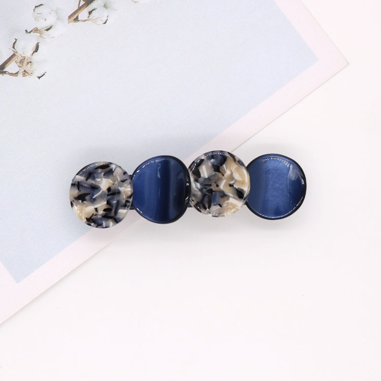 Factory Direct Sales Explosive Korean Hairpin Spring Clip Steel Clip Acetic Acid Hairpin Color Leopard Top Clip Round Piece Hairpin undefined