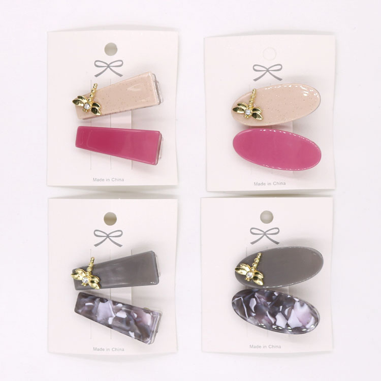 Candy Color Acetic Acid Hairpin Transparent Plastic Duck Beak Hairpin Set Side Clip Multi-Color Combination Custom Made