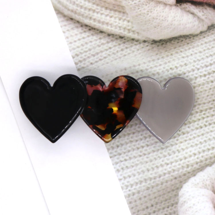 Manufacturer Hairpin South Korea Dongdaemun Spring Clip Love Cross Clip Steel Clip Acetic Acid Top Clip Heart Tie Pony Tail Clip Hairpin Three-Color Match Color Item Picture