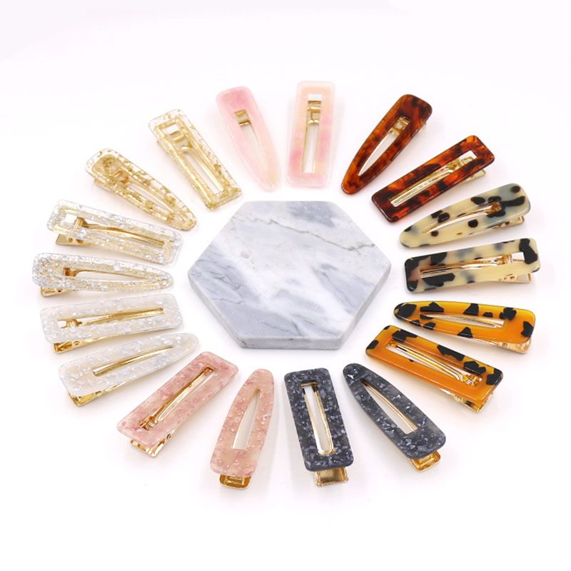 Popular Leopard Print Duck Beak Clip Hollow Acetic Acid Clip Gold Foil Edge Clip Korean Bangs Clip Net Red Hair Adornment Sequin Hair Clip Square Drop Shape Set details Picture