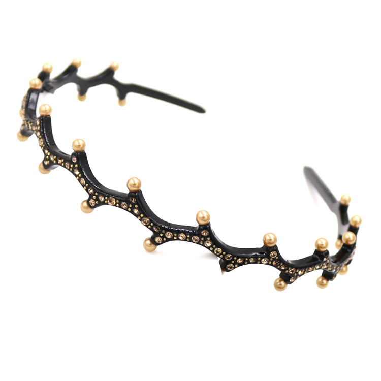 Alexander New Ins Headband Acetate Sheet Headband Black Bangs Hairpin High-Grade Rhinestone Headband Steel Ball Hair Jewelry Custom details Picture