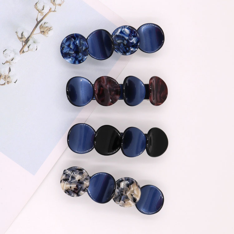 Factory Direct Sales Explosive Korean Hairpin Spring Clip Steel Clip Acetic Acid Hairpin Color Leopard Top Clip Round Piece Hairpin Specification drawing