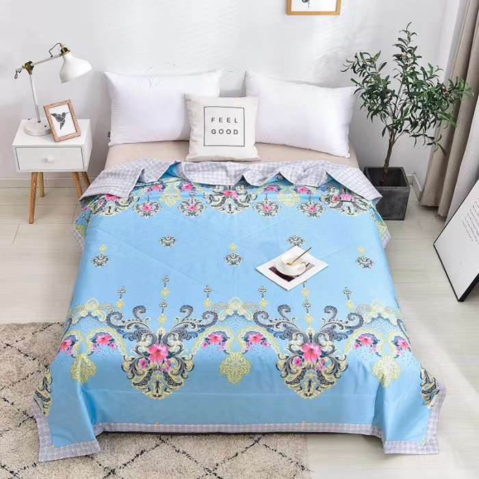 ☘️20年春夏新品☘️
🍓全棉宽幅夏凉被
🍭尺寸大小，200×230
🍭面料：100%棉，
🍭填充：羽丝棉