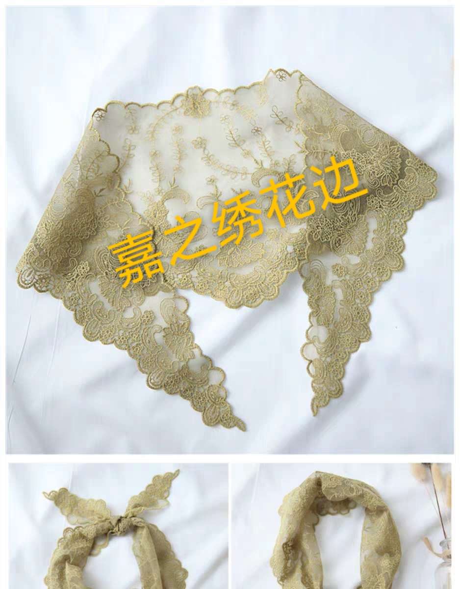 A best-selling headwear, scarf and embroidered small triangular scarf