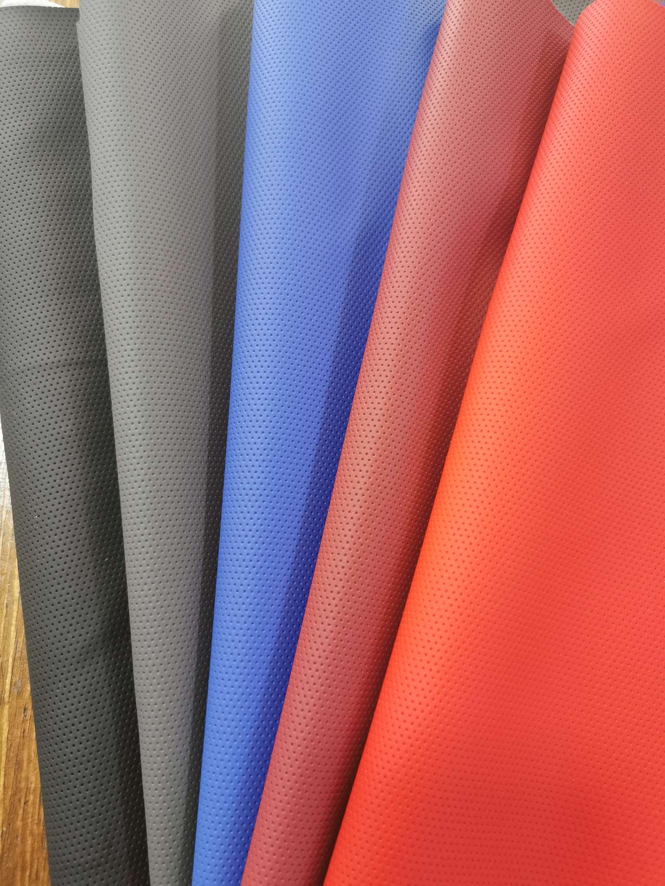 PVC artificial leather automotive leather matte semi-perforated textured widened fabric