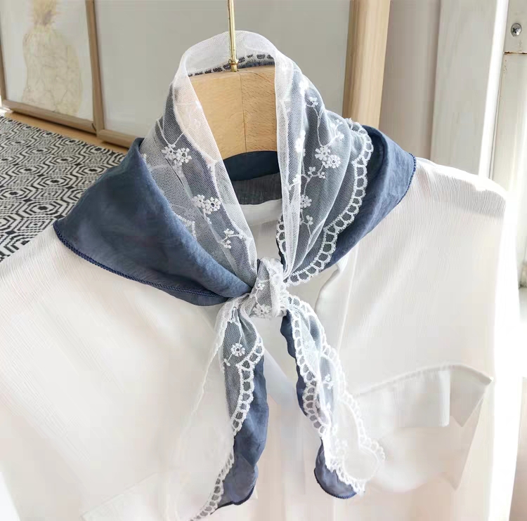 A best-selling lace embroidered small triangular scarf details Picture