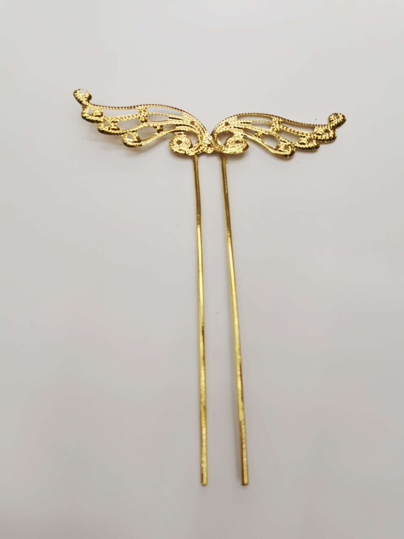 高档古风款饰品配件新娘发簪材料金色发梳DIY汉服发饰盘发头饰凤冠步摇白底实物图