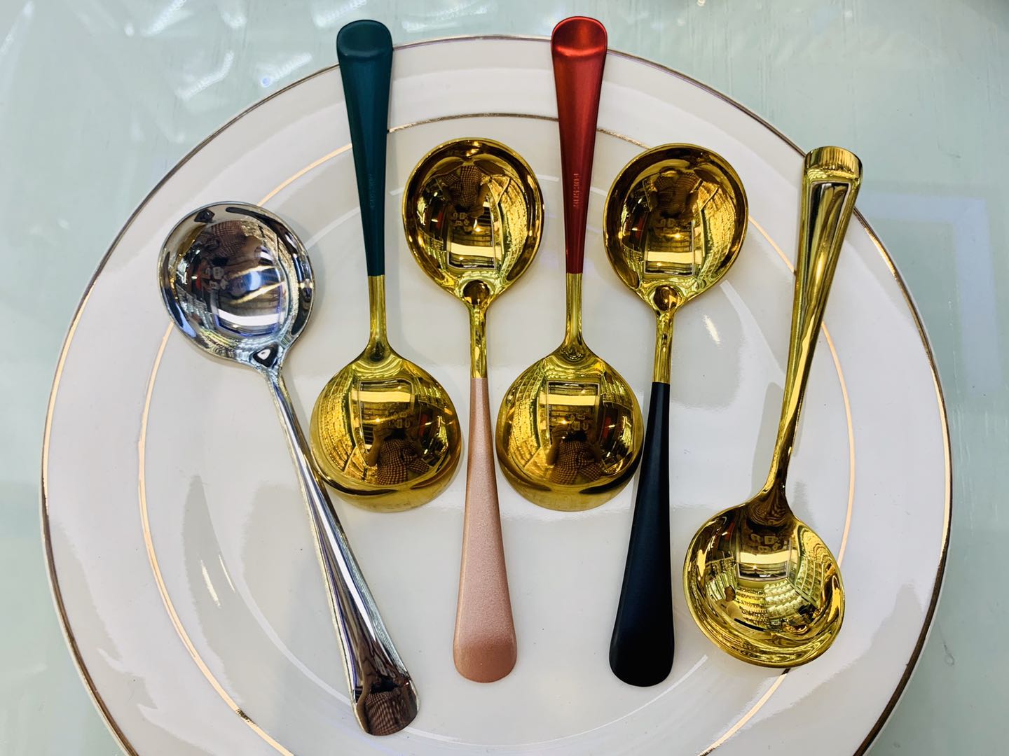 304不锈钢勺子创意可爱长柄圆头韩式勺子调羹产品图