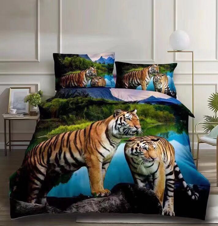 Snow Crystal Ling All-cotton thickened brushed Four-piece Set 3D Stereoscopic reactive printed bedding, Double Pure Cotton Four-piece Set Wedding Bedding, Home textile duvet cover