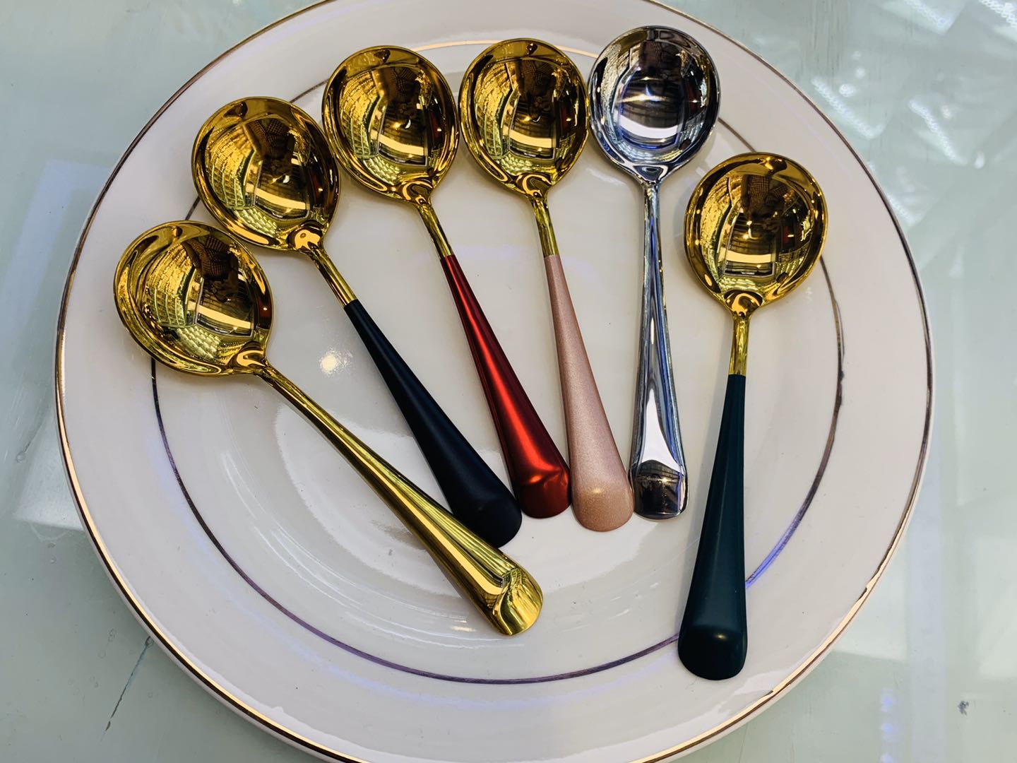 304不锈钢勺子创意可爱长柄圆头韩式勺子调羹