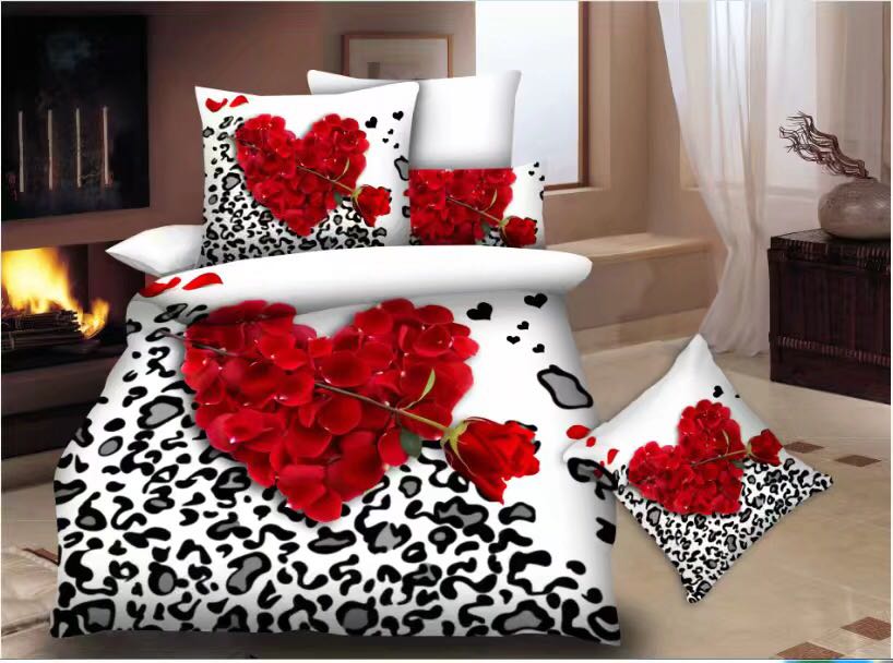 Snow Crystal Ling All-cotton thickened brushed Four-piece Set 3D Stereoscopic reactive printed bedding, Double Pure Cotton Four-piece Set Wedding Bedding, Home textile duvet cover details Picture