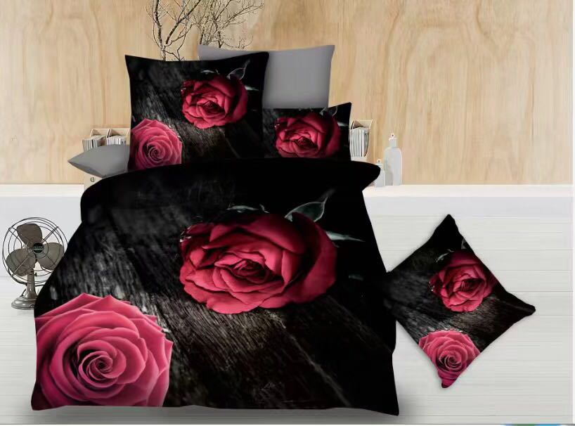 Snow Crystal Ling All-cotton thickened brushed Four-piece Set 3D Stereoscopic reactive printed bedding, Double Pure Cotton Four-piece Set Wedding Bedding, Home textile duvet cover Specification image