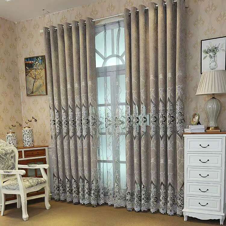 High-end embroidered Chenille curtain fabric! Grand and upscale! Simple and fashionable! A must-visit coffee bar in the living room lobby! Item Picture