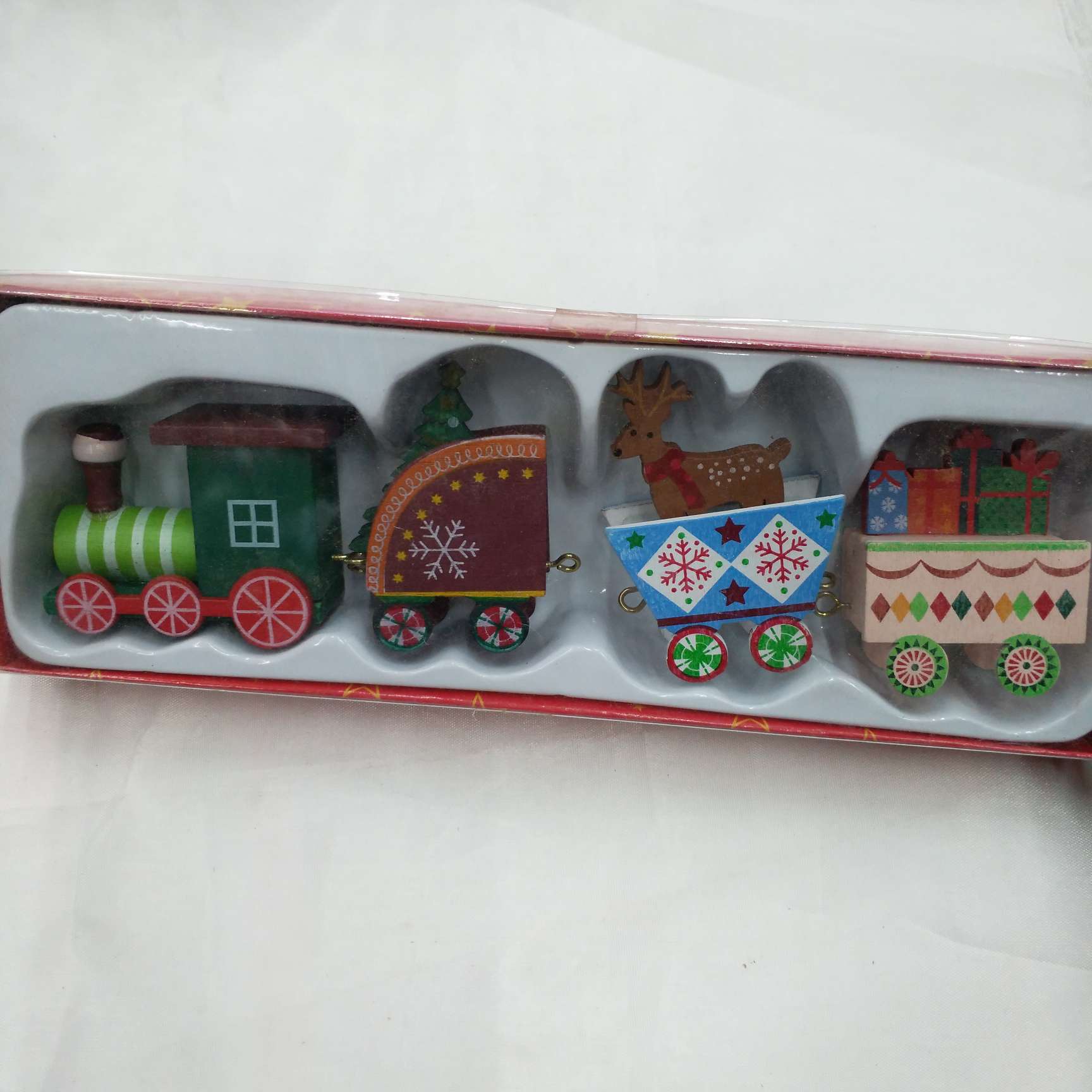 Wooden train children's toys Christmas craft ornaments details Picture
