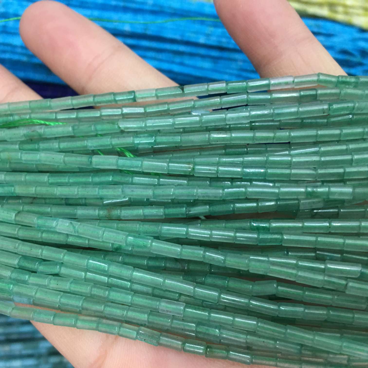 Natural 2*4mm bucket beads, turquoise, green agate, red agate, lapis lazurite, tiger-eye black agate, loose beads, long chain, handcrafted Specification image