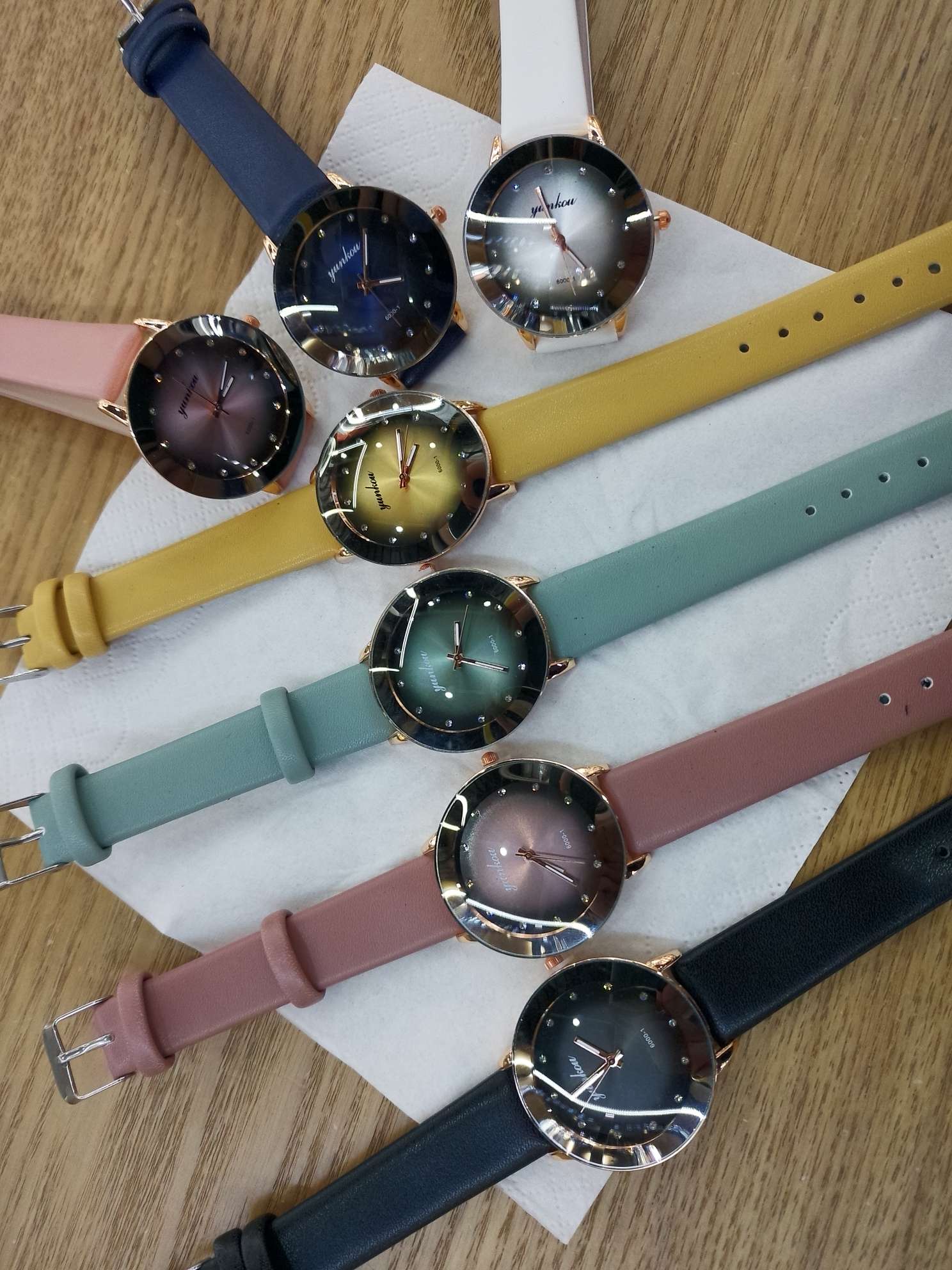 Korean-style candy-colored fashionable women's leather strap watch undefined