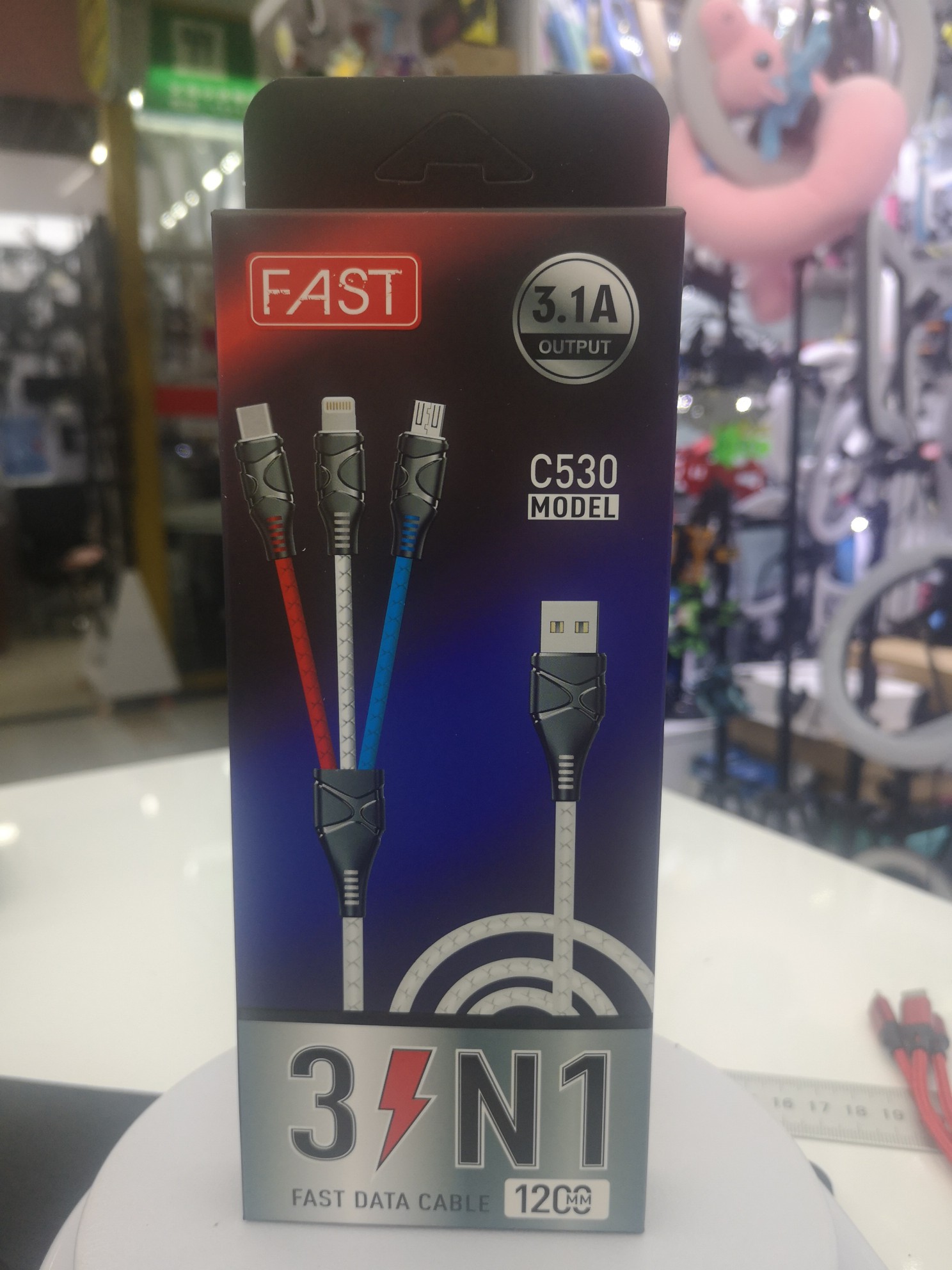 The 2A 80-wire one-to-three mobile phone charging cable is suitable for various mobile phone models such as Apple, TPC, Android and Huawei details Picture