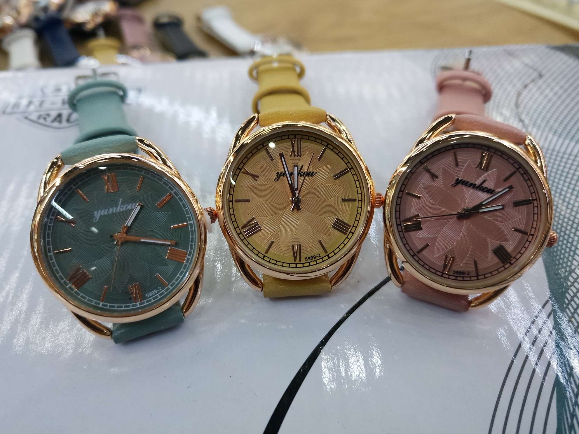 Korean-style candy-colored fashionable women's leather strap watch undefined