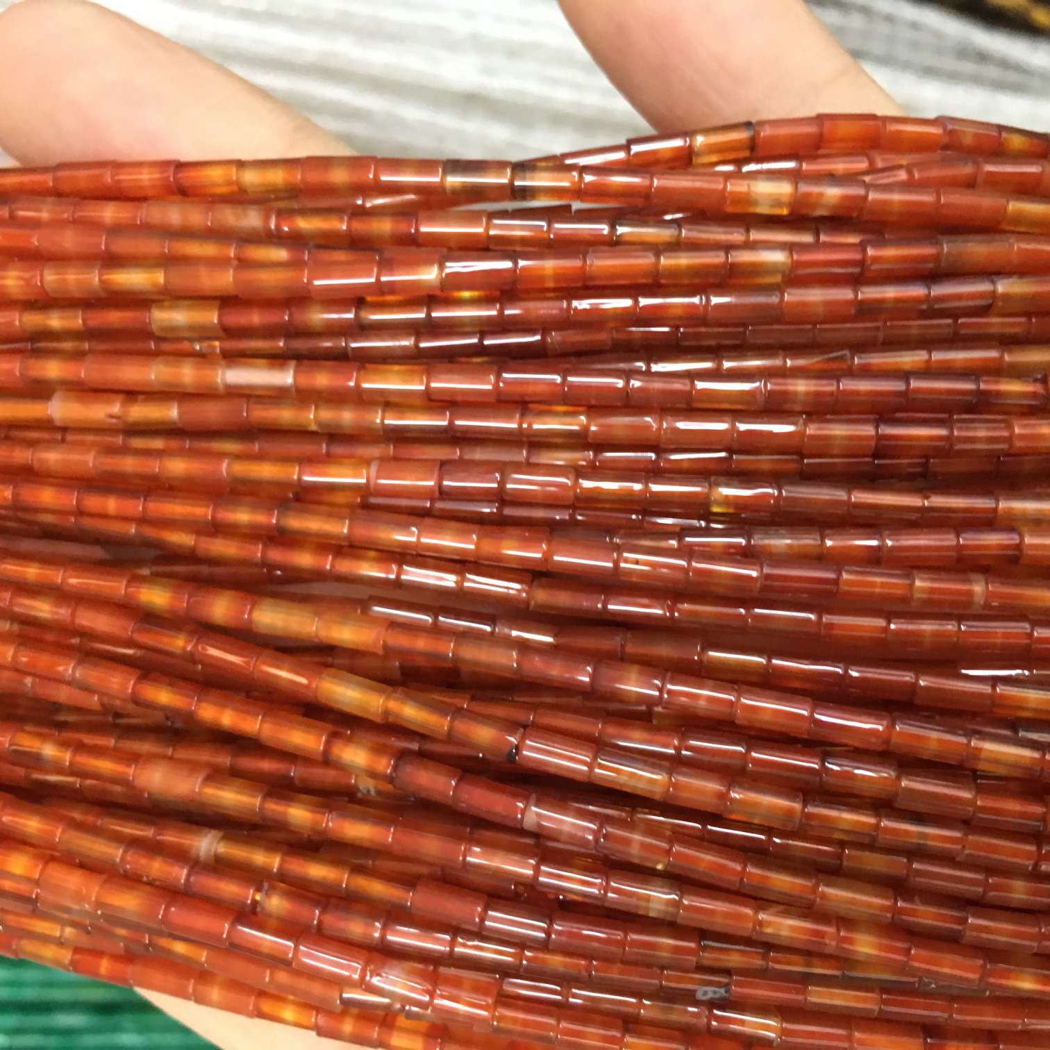 Natural 2*4mm bucket beads, turquoise, green agate, red agate, lapis lazurite, tiger-eye black agate, loose beads, long chain, handcrafted undefined