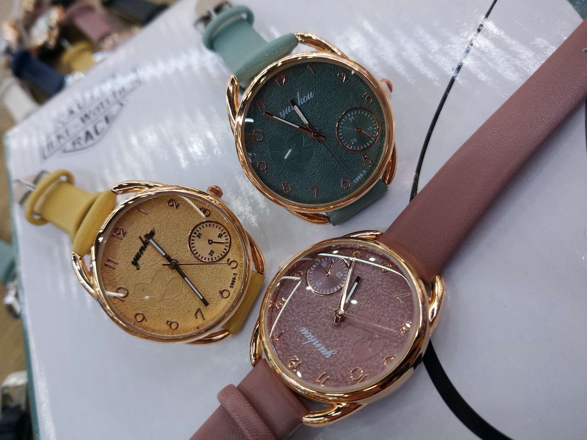 Korean-style candy-colored fashionable women's leather strap watch undefined